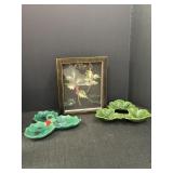 Gintage Lefton Green Holly Dish and Decor