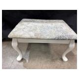White Wood Footstool w/ padded seat