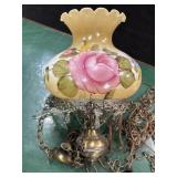 Hanging Hurricane Lamp Rose Design