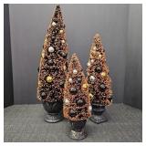(3) 11-18in. Bottlebrush Halloween Trees w/