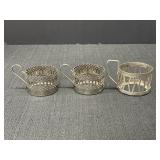 3 metal tea glass holder