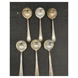 6 Period Early American soup spoons