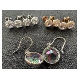 Sterling 925 Stud Earrings & Mystic Dangle