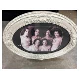 Antique White Washed Oval Frame w/ Portrait of
