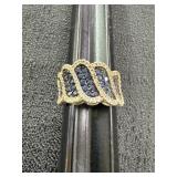Blue Sapphire Wave Design 925 Ring