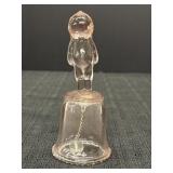 5.5" Pink Glass Kewpie Shaped handle Bell
