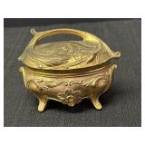 3.25" Metal Gold Tone Casket Trinket Box