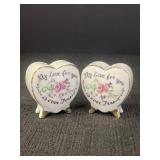 Vintage Heart Shaped Salt & Pepper Shakers