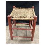 Antique Stool w/ woven rope seat