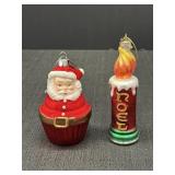 EC 5.5" Santa Cupcake & Noel Candle Ornaments