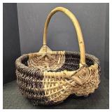 Woven Melon Basket w/ Bamboo Handle