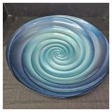 Blue/Green Swirl Glass 17in Bowl