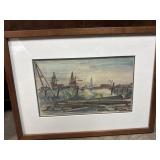 Pencil sketch of ship yard Print