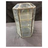 Vtg Brass & Glass table top display cabinet