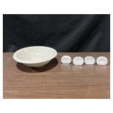 14.5" Ceramic Bowl & 4 Fall Porcelain Napkin