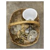 Wicker Basket w/ Wall Light Fixtures