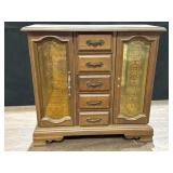 Wood jewelry armoire, 5 drawer, 2 doors (one is