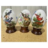Avon Porcelain Eggs w/ Bird Illustrations
