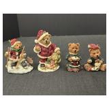 4- Christmas Bears Santa, skating, baking, w/