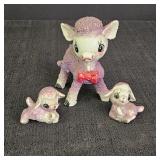 VTG Purple Bull Cow/Babies Figurines