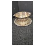 Silverplated Gravy Boat attached Tray