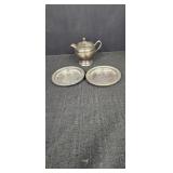 Silverplated Creamer, 2 Coasters