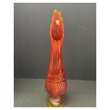 19.5" Hobnail Red Orange Glass Vase