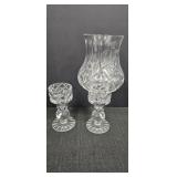 (2) Block Lead Crystal Candle Holders