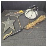 4 Assorted Halloween Decor- Wooden Bat & Star,