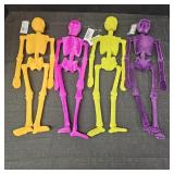 (4) Colorful Velvety Skelton Decors