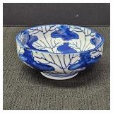 Blue & White 4.5" Porcelain Bowl- Floral & Leaf