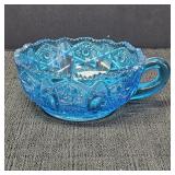Vtg. Aqua Blue Pressed Glass Nappy Bowl