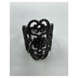 Sterling 925 Long Black Rhinestone Ring