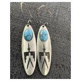 HM Navajo Turquoise Dangle Earrings