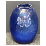 5" Cobalt Blue Glass Eagle Flat Back Bottle