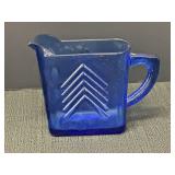 4.25" Glass Cobalt Blue Chevron Creamer