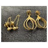 Italy 14KT Dangle Earrings & 12K GF Stud Earrings