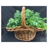 Large basket with artificial greenery xe