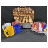 Picnic Basket with picnic supplies