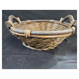 Wicker basket with wood handles