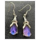 Sarah Coventry Purple Crystal Dangle Earrings