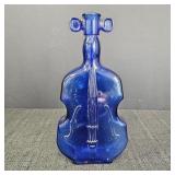 VTG Cobalt Blue Glass Violin Bottle Decanter