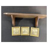 Wall Shelf & (3) Small Prints