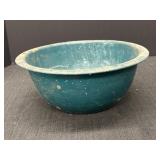 12" Blue Green Enamel Bowl