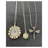 (3) Necklaces - Mother, Rose & Dragonfly