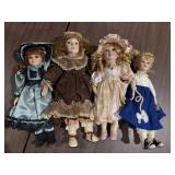 4 porcelain dolls, 16 - 18in
