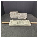 Vintage Cast Iron Smelting Molds w/ Wooden Handles