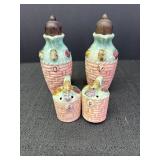 Oil & vinegar cruets w/ matching salt & pepper