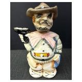 Vtg ceramic cowboy decanter, 6.5in tall, head has