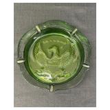 10" Green Glass Eagle Shield Seven Star Ashtray